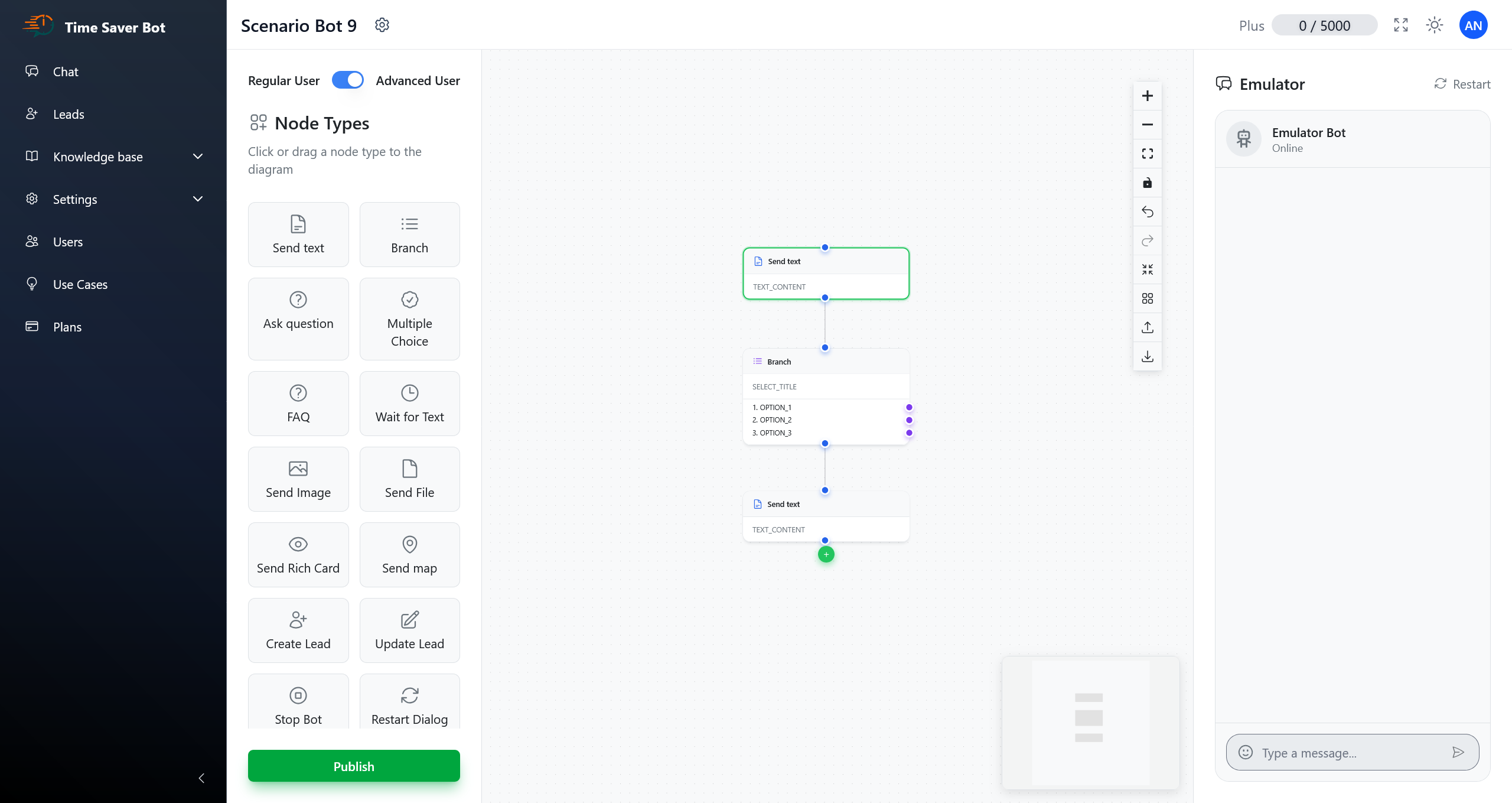 Scenario builder for AI conversation flows